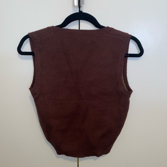 Cropped Brown Pink and Green Sweater Vest - Picture 2 of 2